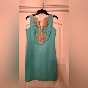 Lilly Pulitzer Carolina Blue & Gold Dress